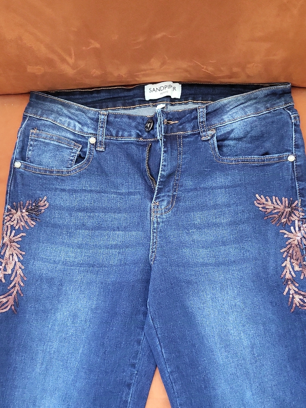 Sandpiper High-Rise Embroidered Blue Jeans